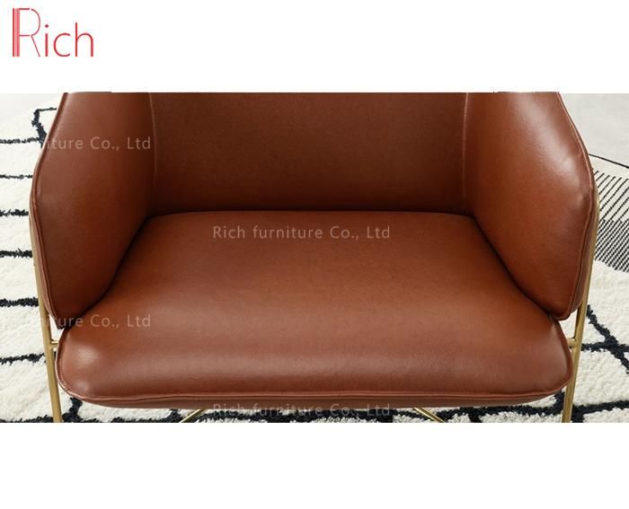 Home Furniture Golden Metal Frame Leather Chair for Living Room