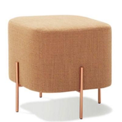 Chinese Modern Furniture Home Living Room Chesterfield Fabric Sofa Stool Luxury Gold Leg Stool &amp; Ottoman