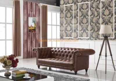 New European Classic Style Top Grain Leather PU PVC Fabric 1 2 3 Seater Home Furniture Comfort Living Room Sofa