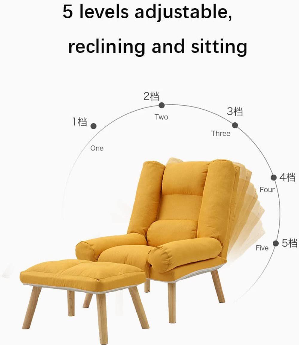 Living Room Furniture Sofa Chair with Foot Pedal Solid Wood Legs Linen Fabric Five Gears Adjusted 75*70*100cm