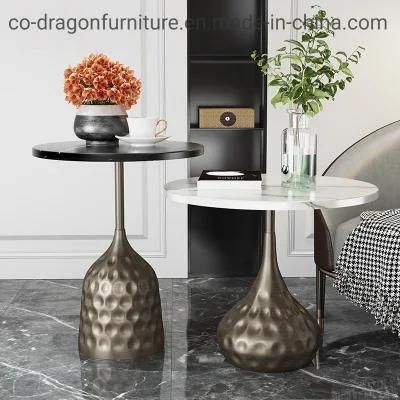 Fashion Luxury Home Furniture Steel Side Table with Marble Top