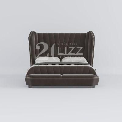 Lizz High End Bedding Set Hotel Home Bedroom Furniture Set Modern Luxury Fabric Wood Farme Queen Size Bed