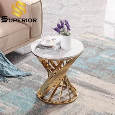 2020 Luxury Round Gold Metal Base Side Table on Sale
