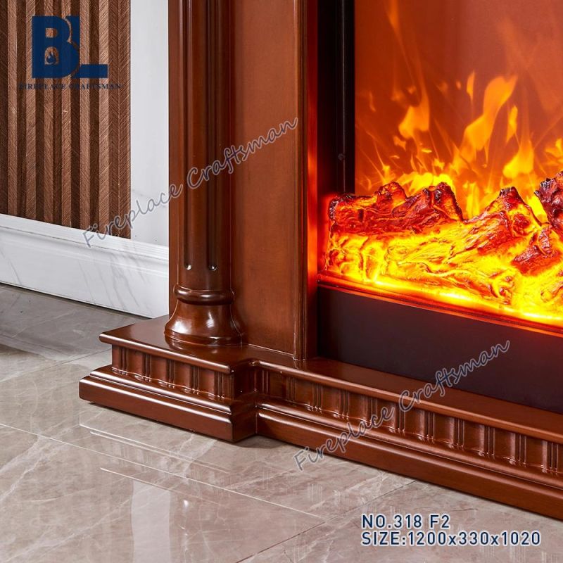 Home Furniture Sculpture European LED Lights Heating Function Wood Burning Electric Fireplace (318)