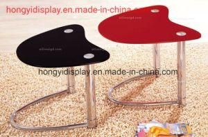 Simple Shape Glass Tea Table with Metal Leg, House Decoration