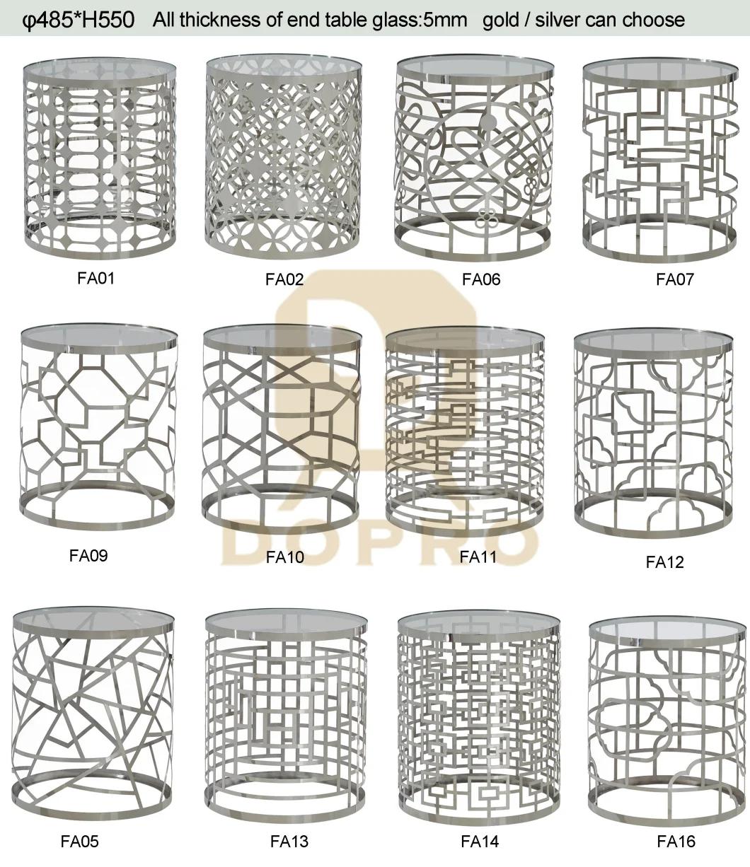 New Chinese Style Laser Cut Stainless Steel Cheap Golden End Table