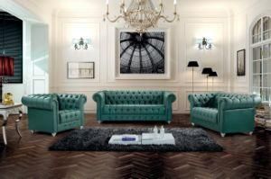 Leather Chesterfield Sofa Green Color Ms-10