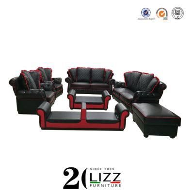 Modern Chesterfield Hotel /Office /Living Room Furniture Leisure Genuine Leather Couch