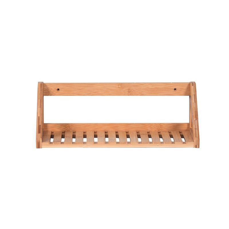 Home Decor Floating Wall Mounted Bamboo Shelf Wall Hanging Rack Storage Display Shelves for Kitchen & Bathroom