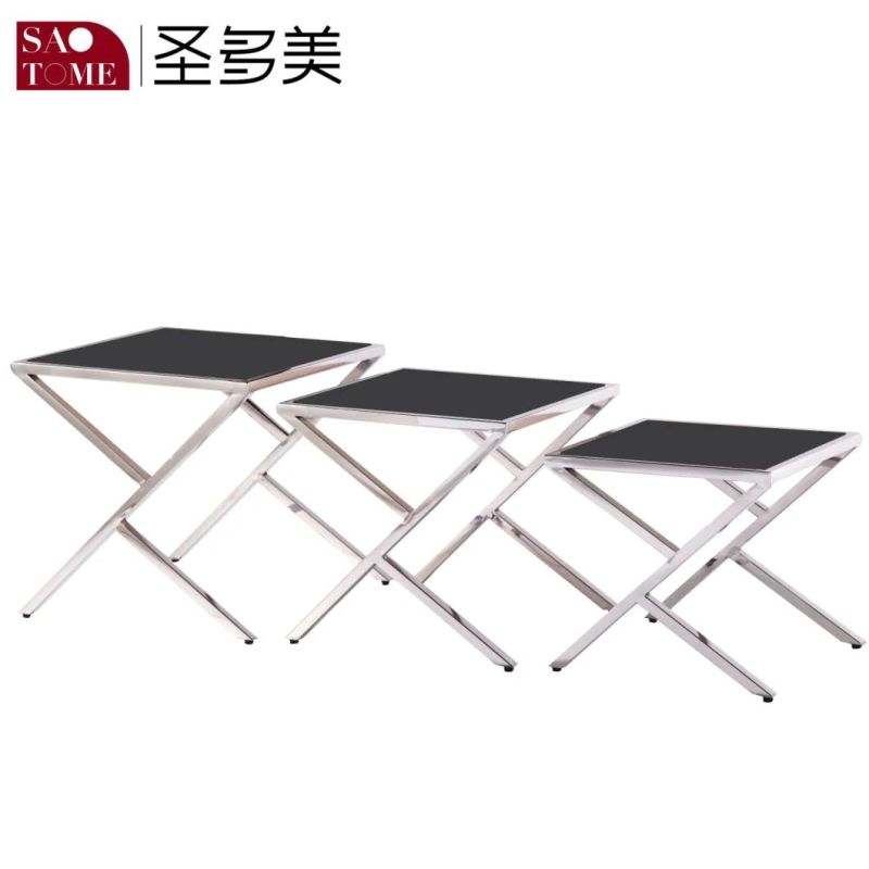 Modern Simple Living Room Furniture Black Two-Story Nest Table