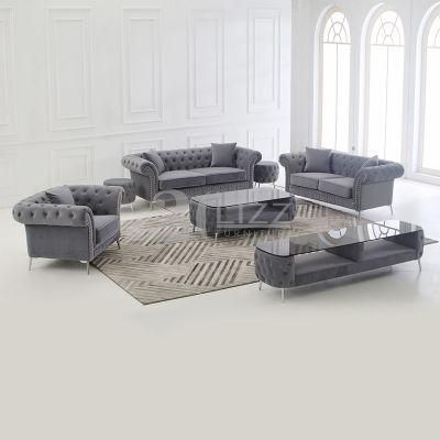UK Style Living Room Furniture Sofa Set Chesterfield Fabric Sofa