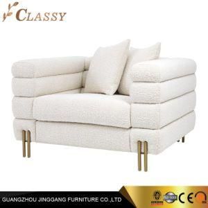 Luxury Simple Design Decorative Chair Single Armchair with Golden Stainless Steel Legs