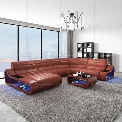 Comfortable Luxury Modern Geniue Leather Living Room Sofa Leisure Home Wooden Frame Sofa