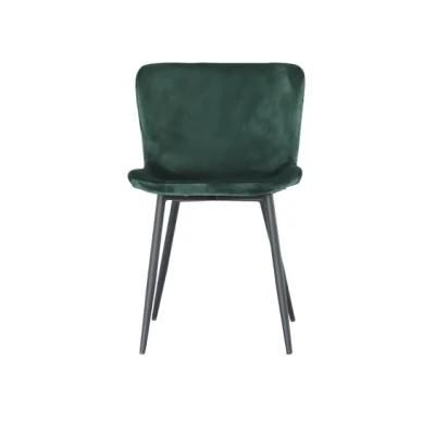 Leisure Executive Family Cafe Bar Furniture Green Velvet Sofa Armrest Dining Chair with Coated Metal Legs for Party
