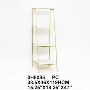 Bathroom Ladder Stand Folding Natural Bamboo Towel Rack with 3 Shelves Rails and 4 Side Hooks