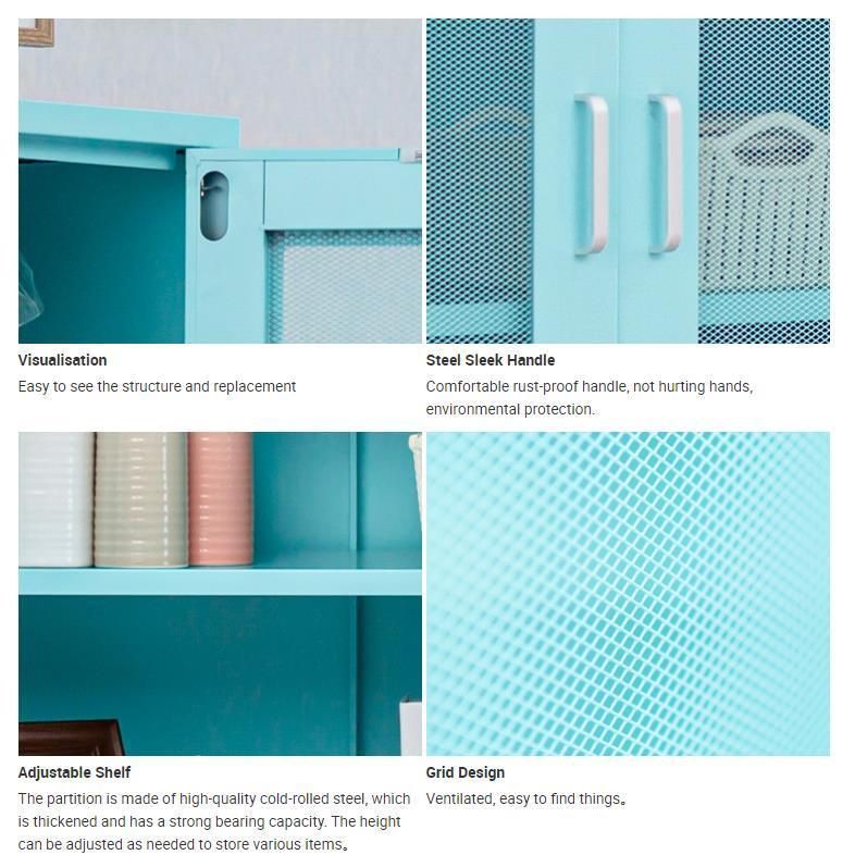 Modern Furniture Mesh Steel Storage Cabinets Household Metal Cupboard