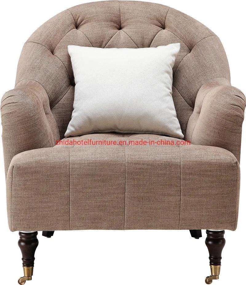 Industrial Wooden Legs Living Room Furniture Fabric Hotel Armrest Chair