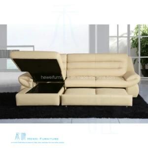 Modern Style Functional Sofa Bed with Top Leather (HW-8201S)