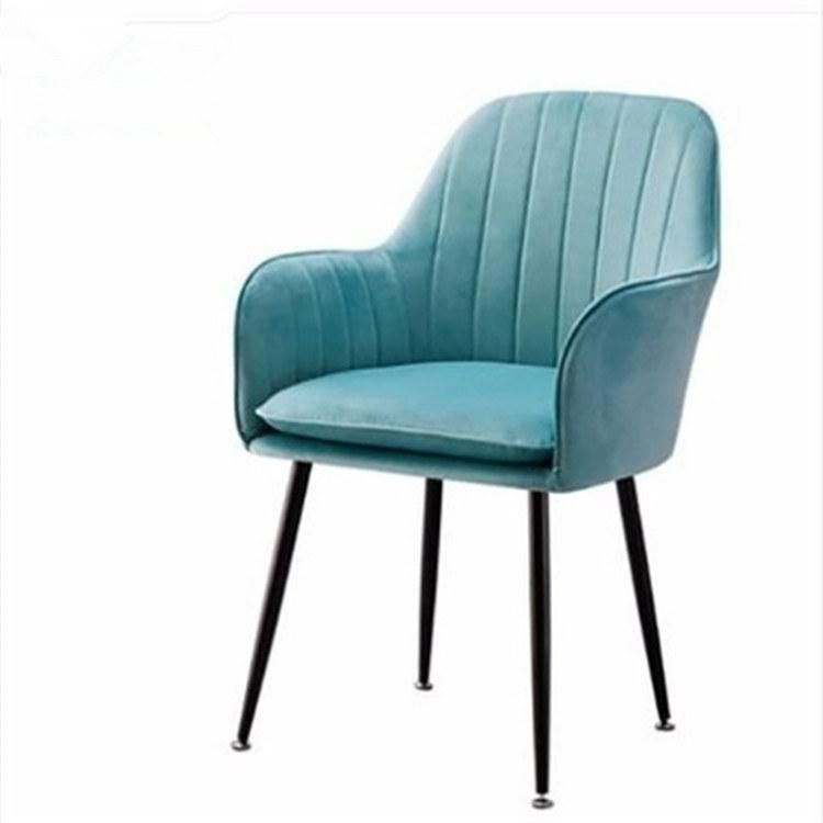 Hot Sale Modern Design Arm Metal Dinner Velvet Leisure Fabric Dining Room Sillas Upholstered Dining Chair