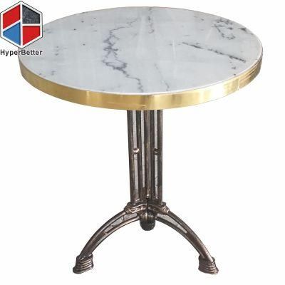 Wholesale Antique Coffee Table Round White Marble Top Antique Gold 3 Paw Base