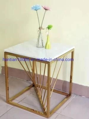 Square White Stone Top Dining Table Coffee Table for Restaurant Side Coffee Shop
