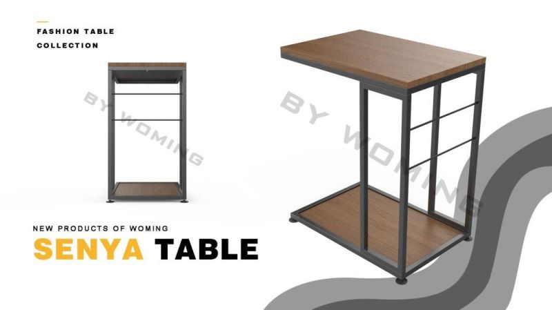 Easy Assembly Space Saving End Sofa Side Table, Coffee Table, Snack Table for Living Room, Bedroom, Bar