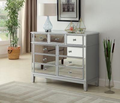 Hot Sale 9 Drawers Large Size Mirrored Buffet Mirrored Furniture