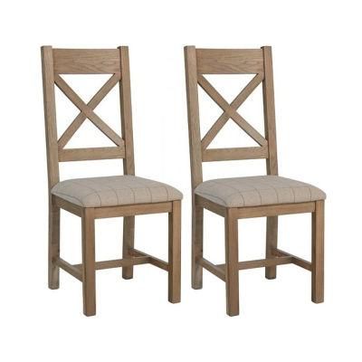 Harrogate Natural Check Cross Back Dining Chairs - Pair