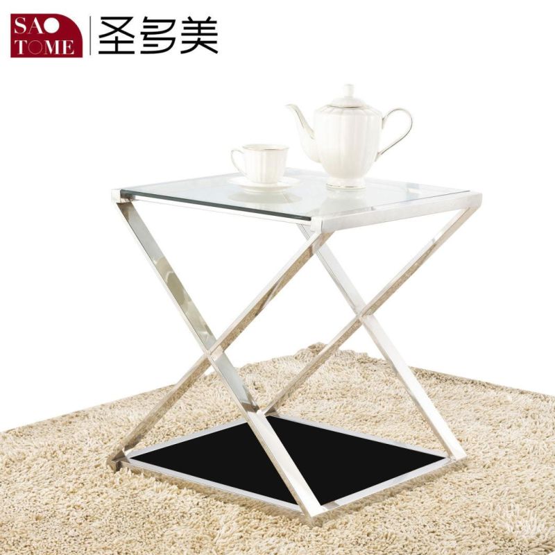 Modern Simple Living Room Furniture White or Black Glass Square End Table