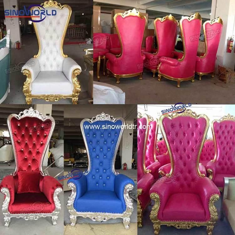 Royal King Wooden Queen Antique Classical Wedding King Throne Chair Furniture