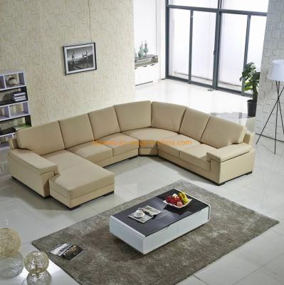 L U Shape Big Corner Home Villa Full Home Furniture Confortable Sofa Set Canape Genuine Microfiber Living Room Leather Sofa