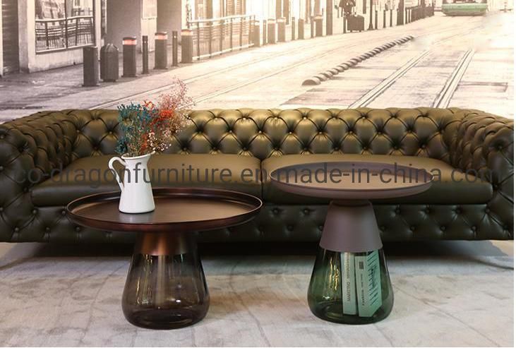 New Design Home Furniture Glass Coffee Table with Metal Top