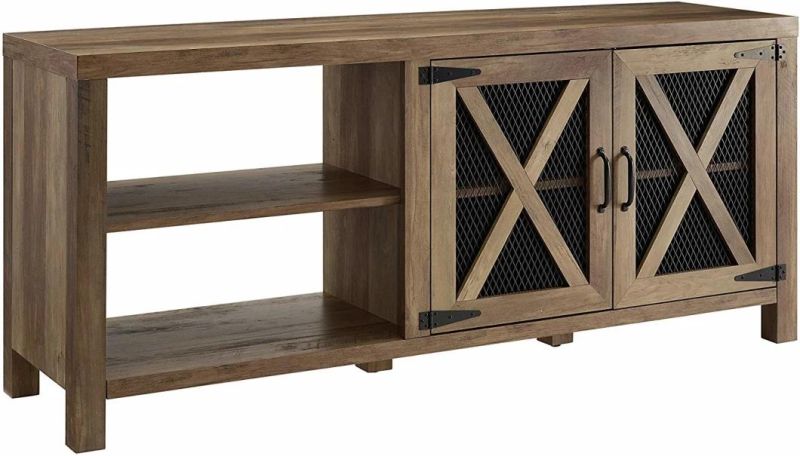 58" Double X Design TV Stand with Mirror Doors