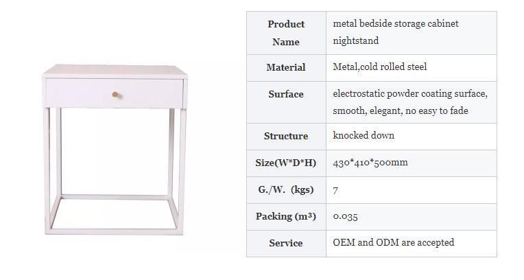 High Gloss White Self Assemble Metal Night Stand Table
