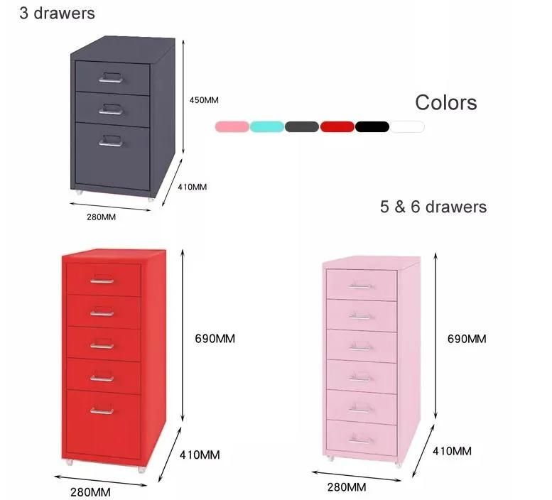 6-Drawer Rolling Storage Cart with Organizer Drawers for Home Office Use