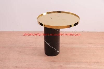 Marble Metal Furniture Modern Glass Mirrored Gold Coffee Table Set