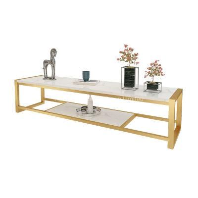 Modern Home Furniture Stainless Steel Metal Marble TV Stand
