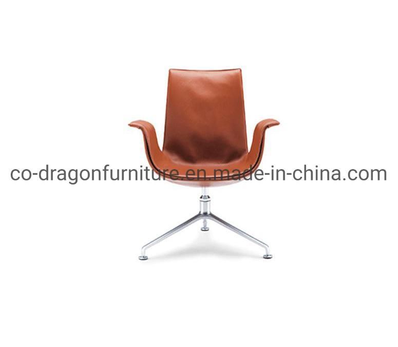 Modern Swivel Adjustable Leisure Chair with Metal Legs and Leather