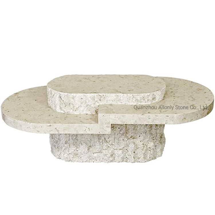 Natural Stone Reception Home Tables Livingroom Rectangular Travertine Coffee Table