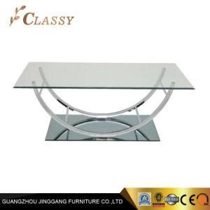 New Office Furniture Silver U-Shaped Stainless Steel Console Table with Glass Table Top