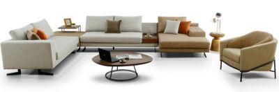 Zhida Home Furniture Manufacturer Fashionable New Design Leisure Hotel Living Room Metal Leg Modular Fabric Leather Sectional Sofa for Villa