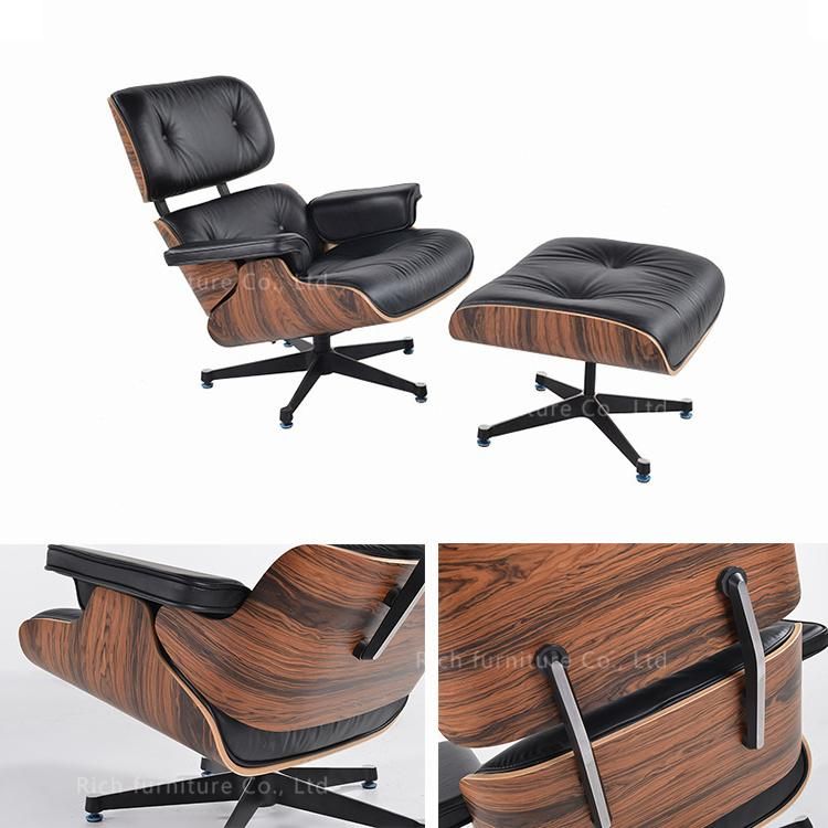 Modern Designer Furniture Designer Leather Walnut Lounge Chair