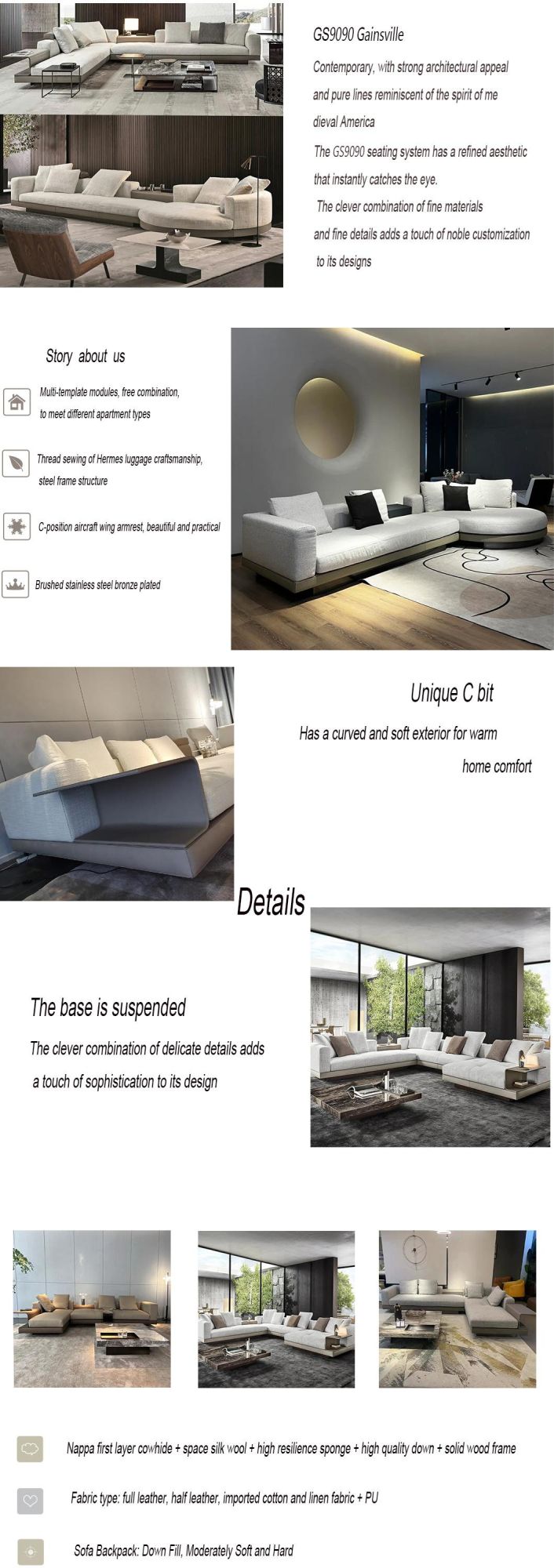 Living Room Furniture Modern Fabric Sofa for Home Furniture Set