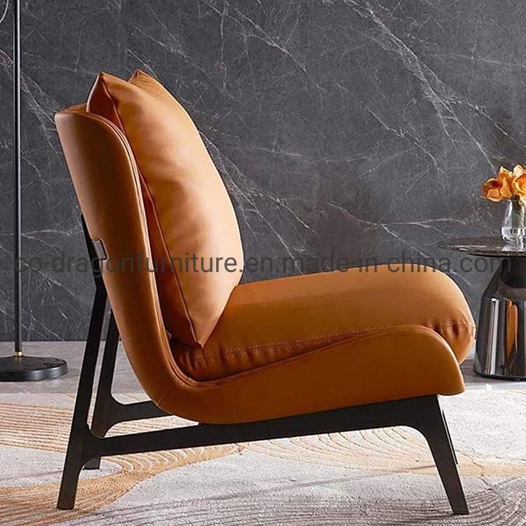 Modern Leather Leisure Chair with Metal Legs for Home Furniture