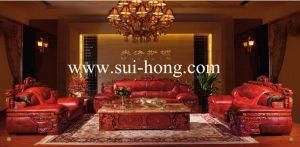 Living Room Furniture /Wooden Leather Sofa Set (A892)