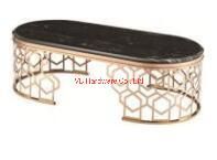 Modern Luxury Stainless Steel Coffee Table with Marble Accent Furniture