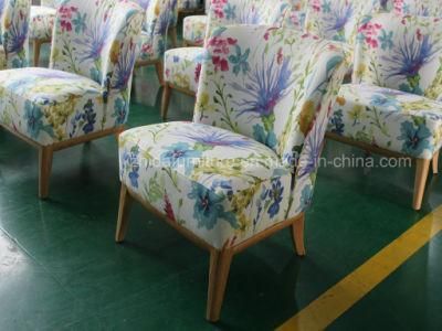 Hospitality Hotel Furniture Modern Design Fabric Wooden Leg Armchair Coffee Chair Leisure Chair