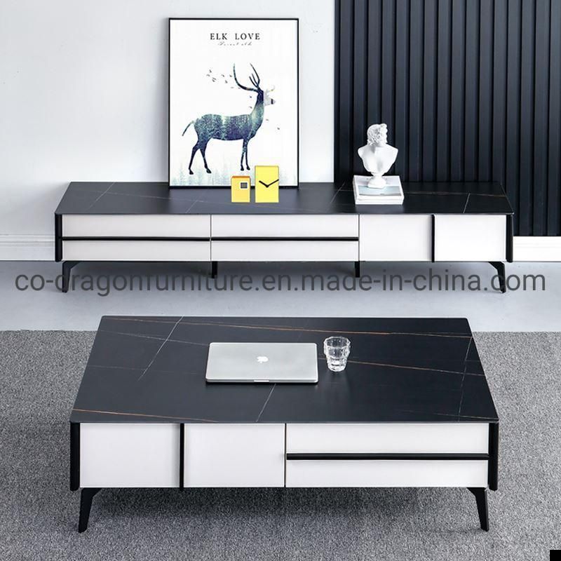 Modern Home Furniture Wooden Panel TV Stand with Marble Top