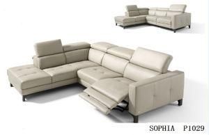 Modern Furniture Genuine Leather Sofa with Recliner