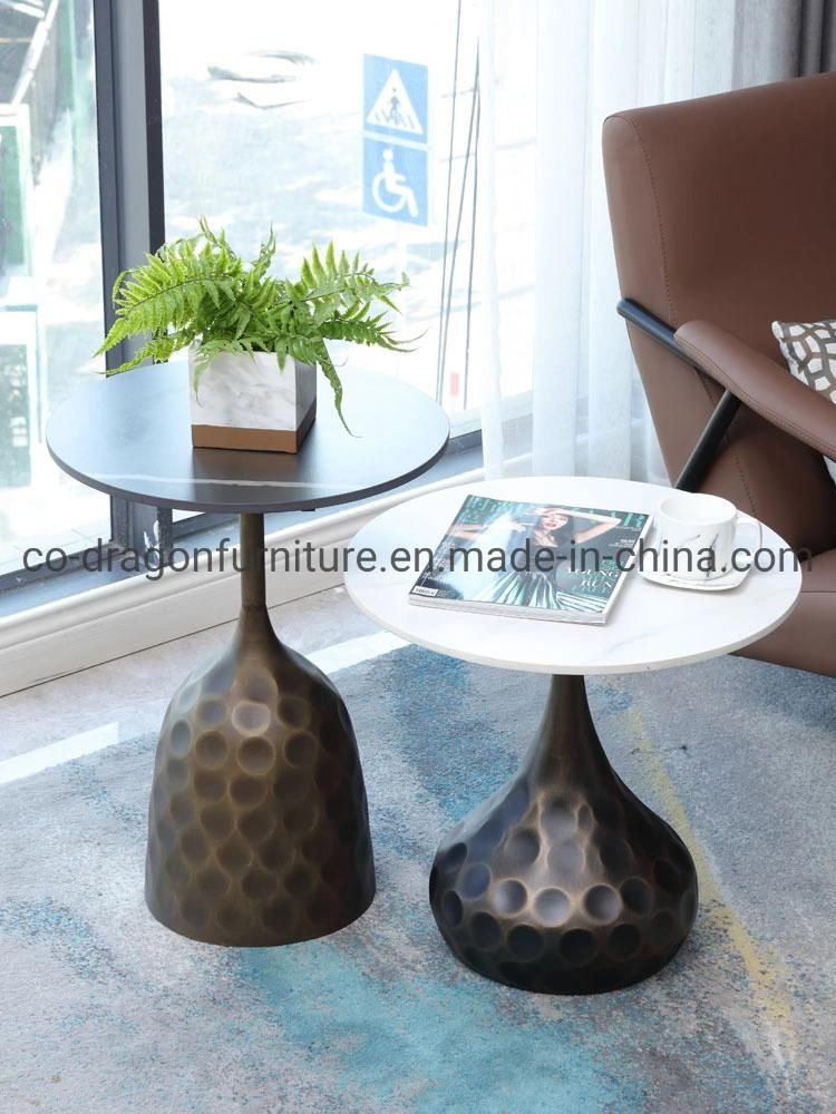 Fashion Luxury Home Furniture Steel Side Table with Marble Top